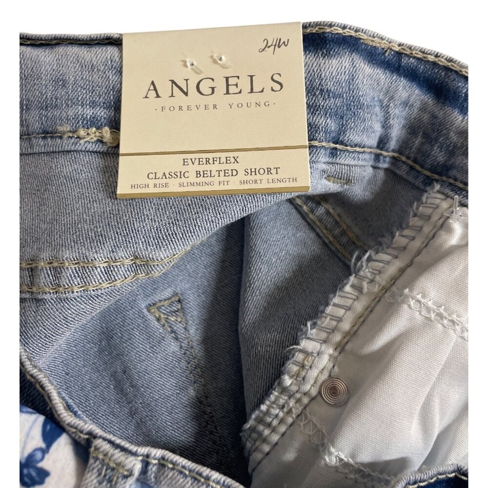 Angels Forever Young Everflex Classic Belted Denim Jean Shorts Womens Size 24W - Picture 12 of 13